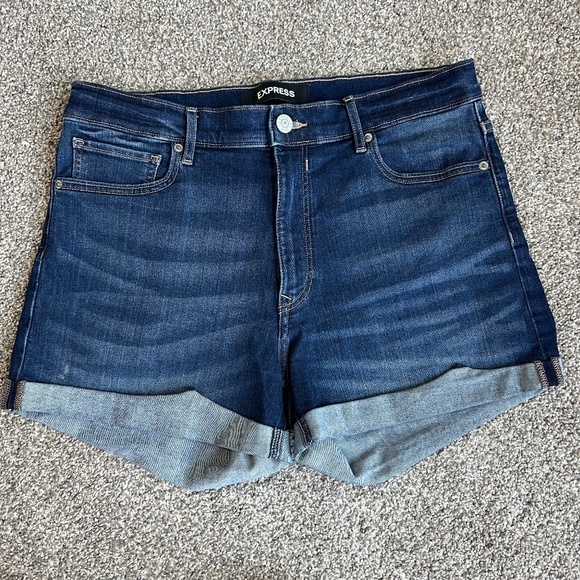 Express Midi High Rise Denim Shorts, Size 10 - Picture 1 of 5